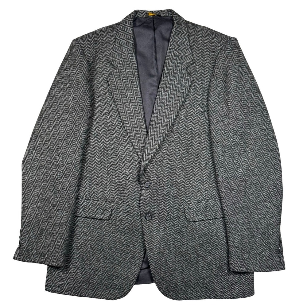 Vintage Farah Blazer Mens 42L Tweed Wool Herringbone Suit Jacket Formal Business - Picture 2 of 11